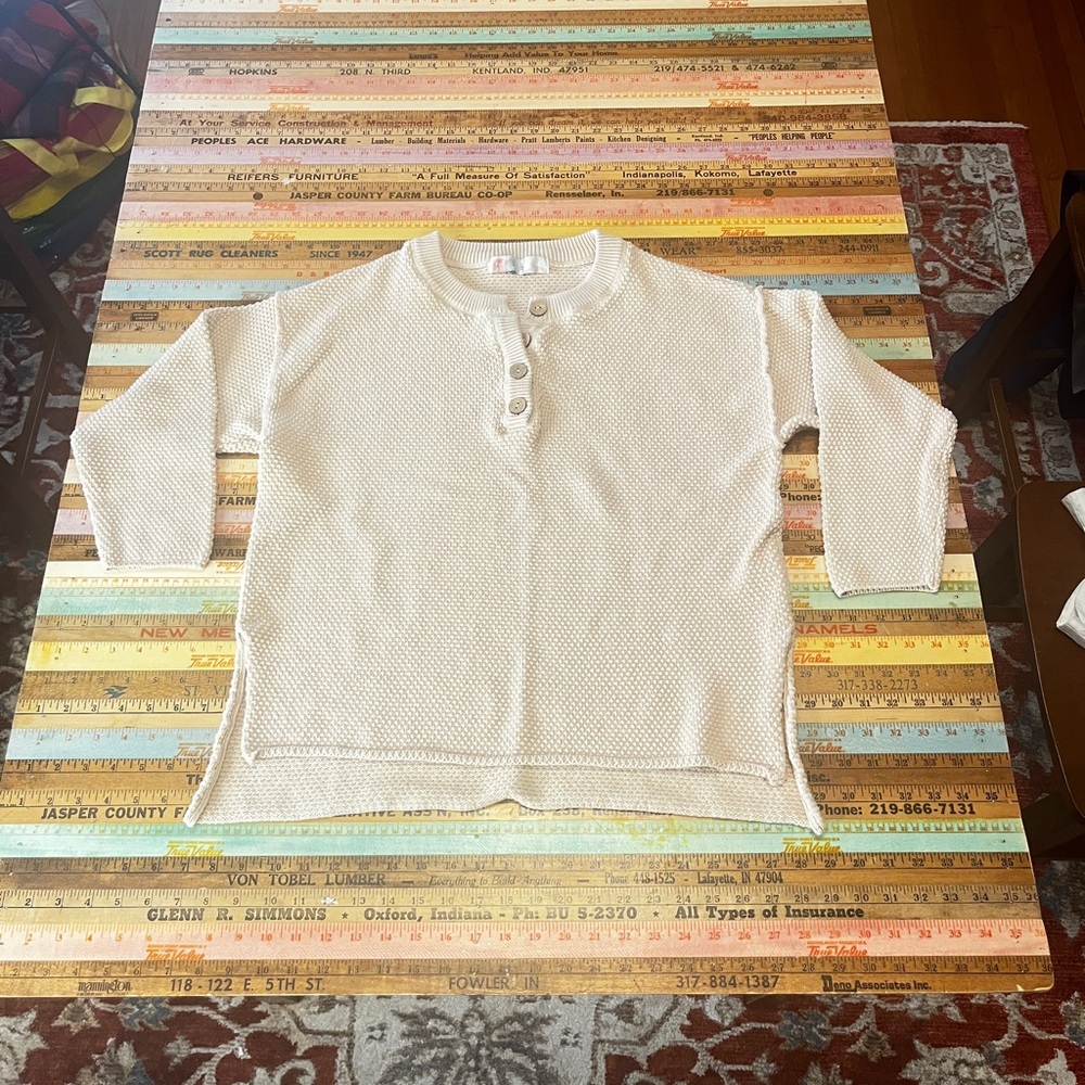 Free people Beach XS womens cream Textured Button-up 100% cotton Button Sweater